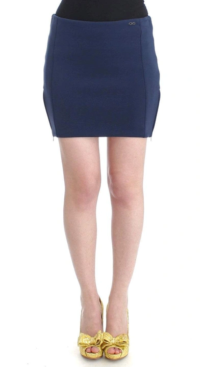 Costume National Blue Nylon Mini Skirt In Blue
