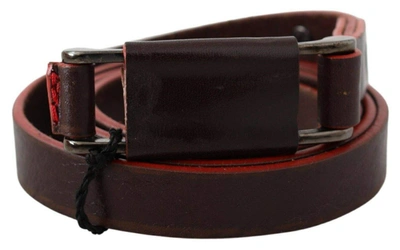 Shop Costume National Brown Leather Double Rustic Silver Buckle Belt