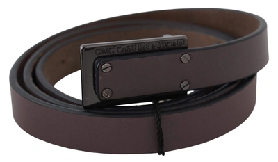 Shop Costume National Brown Leather Tactical Logo Buckle Dark