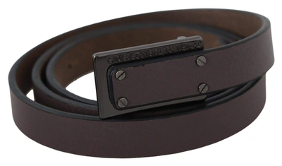 Shop Costume National Brown Leather Tactical Logo Screw Buckle Belt