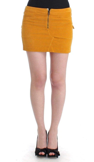 Costume National Chic Yellow Corduroy Mini Skirt In Yellow