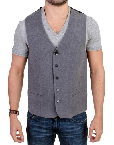 Shop Costume National C'n'c   Cotton Blend Casual Vest In Gray