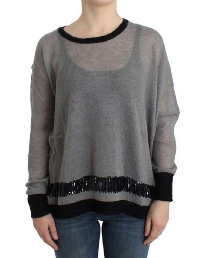 Shop Costume National C'n'c   Embellished Asymmetric Sweater In Gray