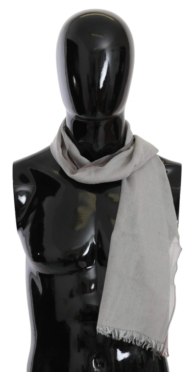 Shop Costume National C'n'c   Fringe Neck Wrap Cotton Scarf In Gray
