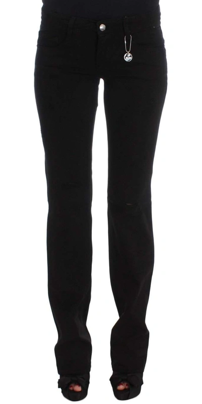 Costume National Chic Black Slim Fit Zippered Cotton Jeans In Black