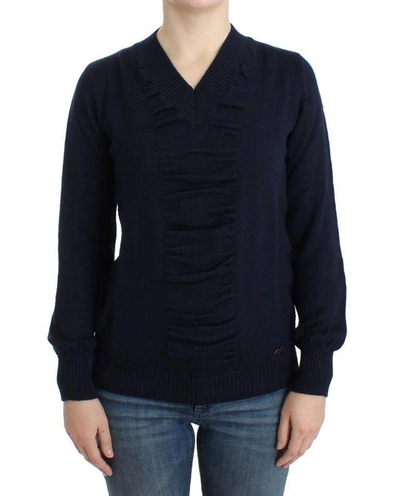 Shop Costume National C'n'c  Dark  V-neck Wool Sweater In Blue