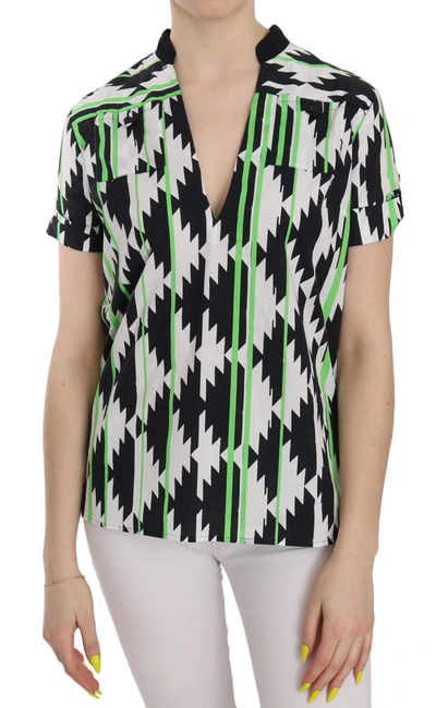 Shop Costume National C'n'c  Multi Color Plunging Top Blouse In Multicolor