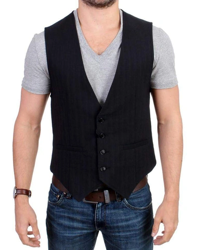 Shop Costume National C'n'c  Striped Cotton Casual Vest In Black