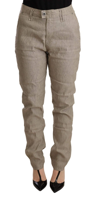 Shop Cycle Beige Mid Waist Casual Baggy Stretch Trouser