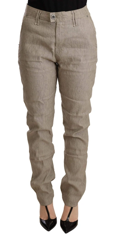 Cycle Beige Mid Waist Casual Baggy Stretch Trouser In Beige