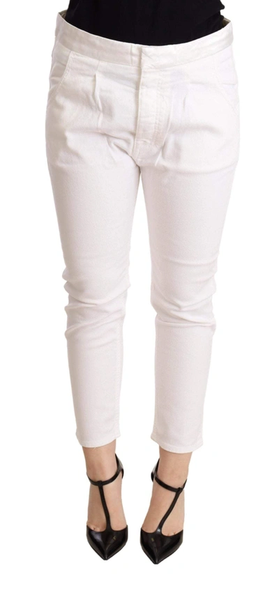 Shop Cycle White Mid Waist Slim Fit Skinny Cotton Stretch Trouser