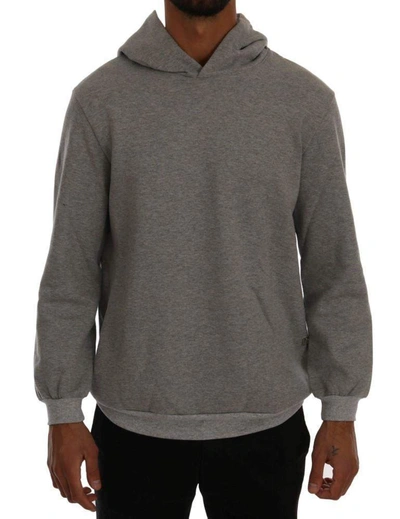 Shop Daniele Alessandrini Pullover Hodded Cotton Sweater In Gray