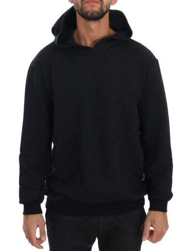 Shop Daniele Alessandrini Gym Casual Hooded Cotton Sweater In Black