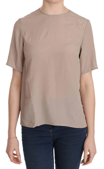 Shop Dolce & Gabbana Beige Crew Neck Short Sleeve Blouse