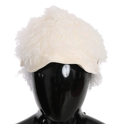 Shop Dolce & Gabbana Beige Tibet Lamb Fur Gatsby Cap Women  Hat