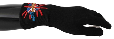 Shop Dolce & Gabbana Black #dgloveslondon Embroidered Wool Gloves