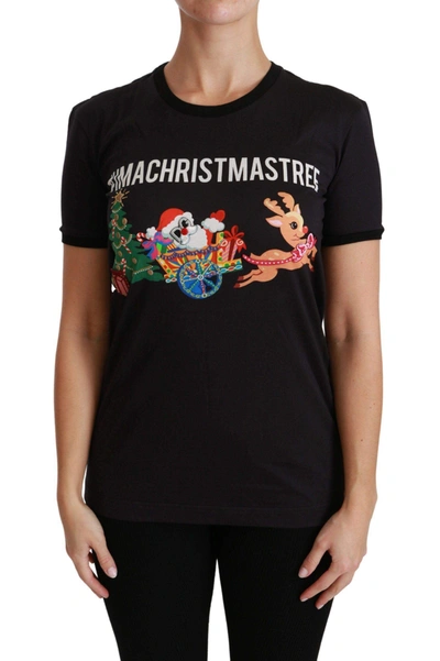Shop Dolce & Gabbana Black #imachristmastree Crewneck Top T-shirt