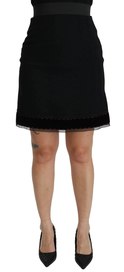 Shop Dolce & Gabbana Black A-line High Waist Mini Viscose  Skirt