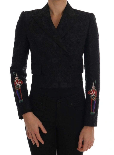 Shop Dolce & Gabbana Black Brocade Blazer Jacket
