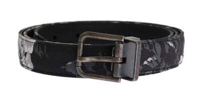 Shop Dolce & Gabbana Black Cayman Linen Leather Belt
