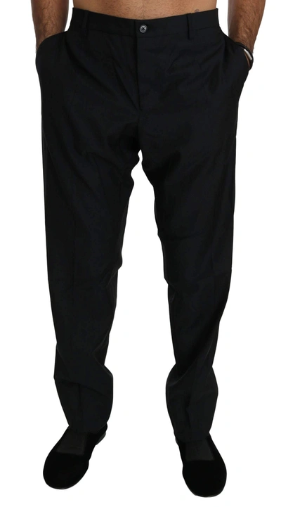 Shop Dolce & Gabbana Black Dress Formal Trouser Men Wool Pants