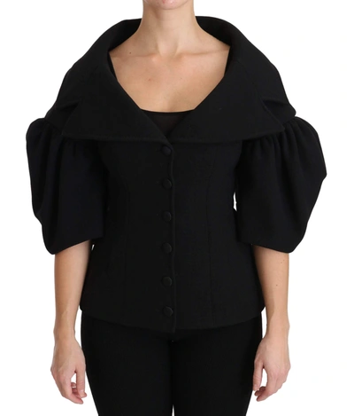 Shop Dolce & Gabbana Black Formal Coat Virgin Wool Jacket
