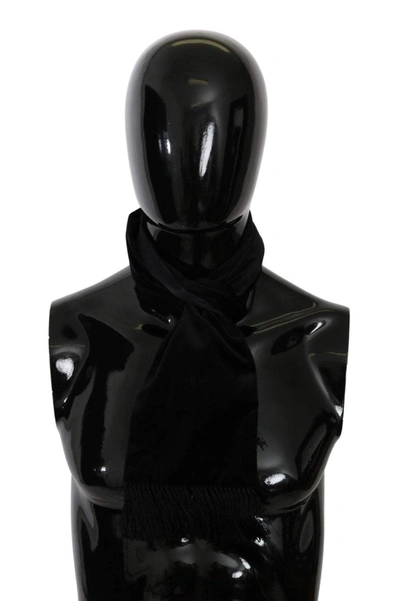 Shop Dolce & Gabbana Black Fringe Neck Wrap Mens Shawl Cotton Scarf