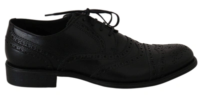 Shop Dolce & Gabbana Black Leather Wingtip Oxford Dress Shoes