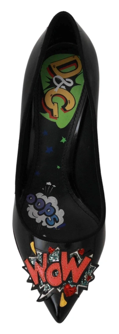Shop Dolce & Gabbana Black Leather Wow Heels Pumps Shoes