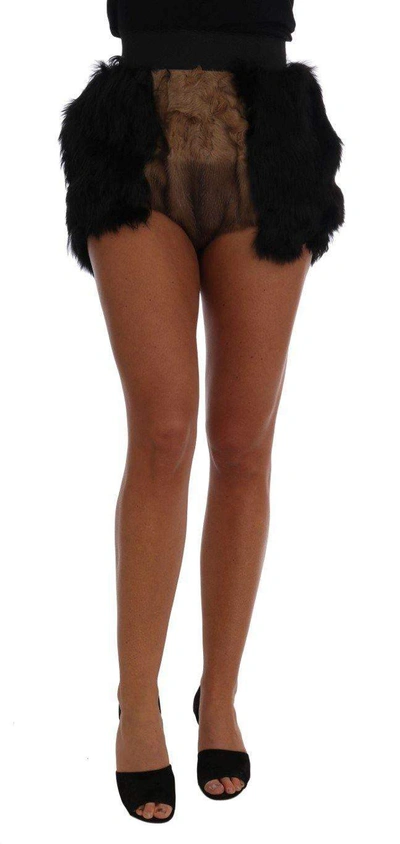 Shop Dolce & Gabbana Black Mink Nutria Fur Mini Hot Pants