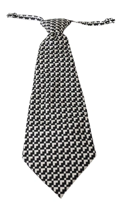 Shop Dolce & Gabbana Black Patterned Mens Necktie 100% Silk Tie
