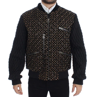 Shop Dolce & Gabbana Black Sequined Goatskin Jacket