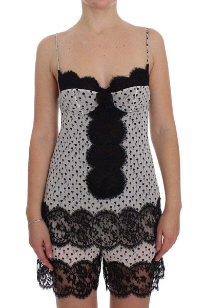 Shop Dolce & Gabbana Black Silk Lace Babydoll Lingerie Top