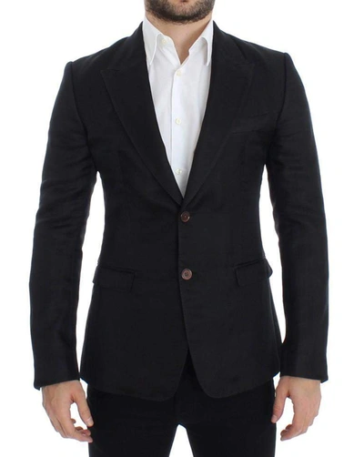 Shop Dolce & Gabbana Black Silk Slim Fit Blazer