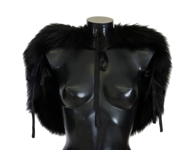 Shop Dolce & Gabbana Black Silver Fox Fur Scarf