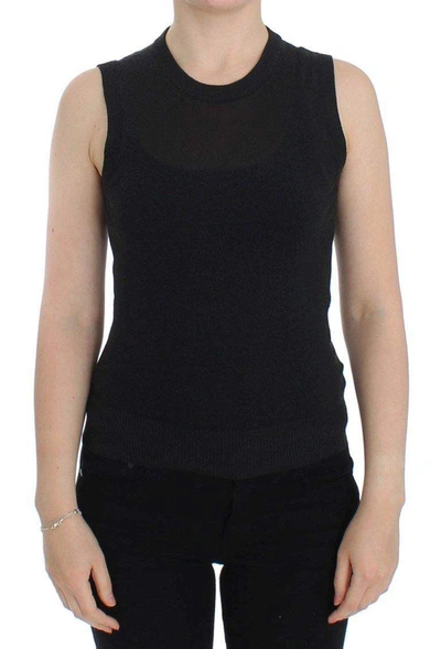 Dolce & Gabbana Black Sleeveless Crewneck Vest Pullover In Black