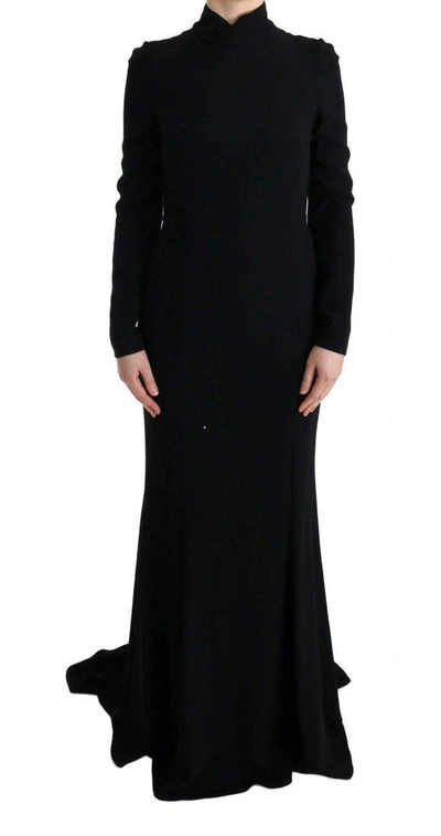 Shop Dolce & Gabbana Black Stretch Long Gown Sheath Dress