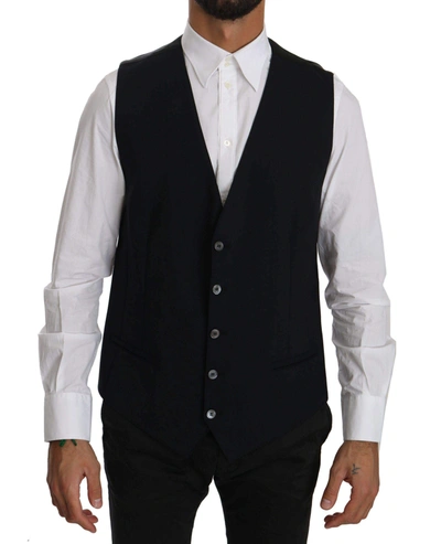 Shop Dolce & Gabbana Black Waistcoat Formal Gilet Cotton Vest