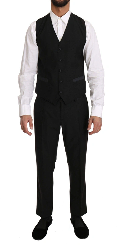 Shop Dolce & Gabbana Black Wool Dress Waistcoat Gillet Vest