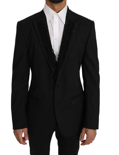 Shop Dolce & Gabbana Black Wool Martini Torrero Blazer Jacket