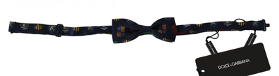 Shop Dolce & Gabbana Blue Flags 100% Silk Adjustable Neck Papillon Men Bow Tie
