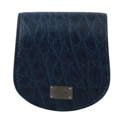 Shop Dolce & Gabbana Blue Holder Pocket Wallet Blue Exotic Skin Condom Case