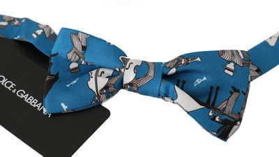 Shop Dolce & Gabbana Blue Jazz Club Silk Adjustable Neck Papillon Men Bow Tie