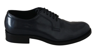 Shop Dolce & Gabbana Blue Leather Derby Dress Formal Shoes