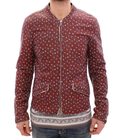 Shop Dolce & Gabbana Bordeaux Leather Boxer Print Jacket Coat
