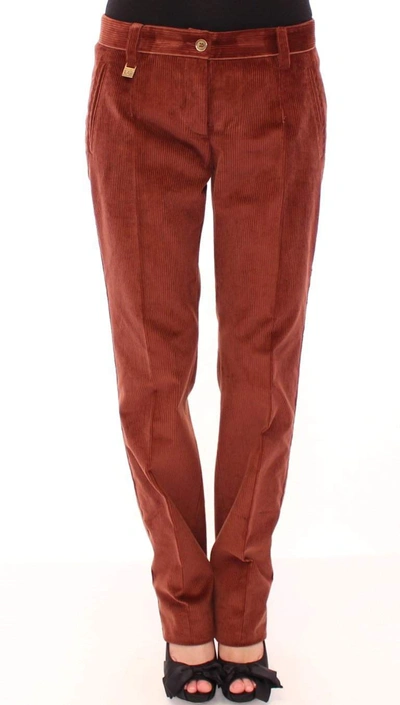 Shop Dolce & Gabbana Brown Corduroys Straight Logo Casual Pants