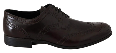 Shop Dolce & Gabbana Brown Leather Broques Oxford Wingtip Shoes