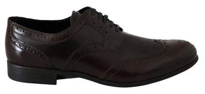 Dolce & Gabbana Brown Leather Broques Oxford Wingtip Shoes In Brown
