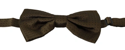 Shop Dolce & Gabbana Brown Polka Dots Silk Adjustable Neck Papillon Men Bow Tie