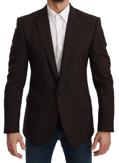 Shop Dolce & Gabbana Brown Slim Fit Coat Jacket Martini Blazer